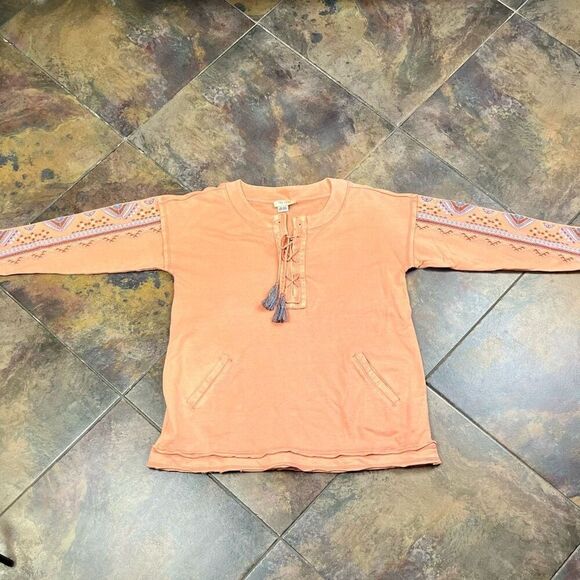 Tru Luxe Jeans Peach Long Sleeve Embroidered Top XL - Picture 6 of 13